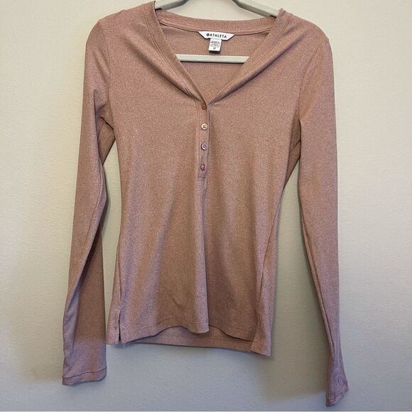 Athleta Tops - Woman’s Athleta uplifted ribbed Henley long sleeve top size xs